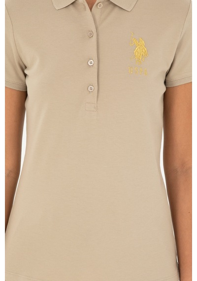 U.S. Polo Assn. Kadın Açık Haki Basic Polo Yaka Tişört 50280071-VR183
