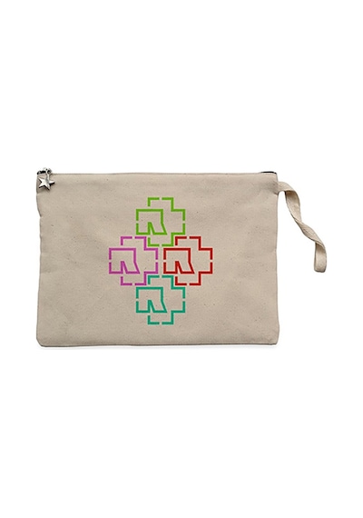 Rammstein Color Logo Krem Clutch Astarlı Cüzdan / El Çantası Krem