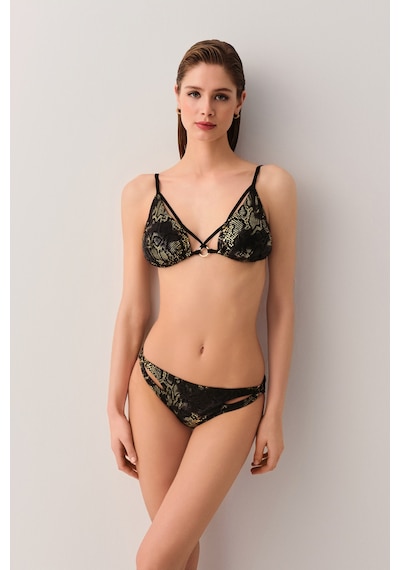 Suwen Medusa Yanı Detaylı Bikini Alt Sb2515512061206 Siyah Yılan Baskılı