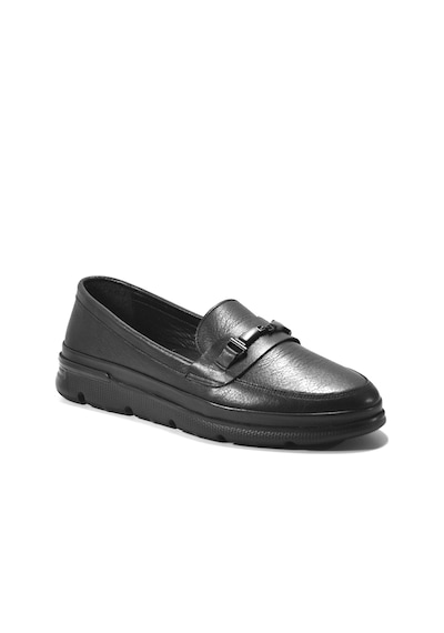Onlo Ayakkabı Fr.404 Deri Siyah Ortopedik Loafer Kadın Ayakkabı Siyah