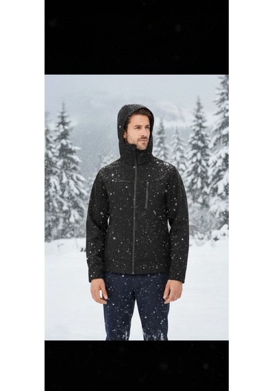Luxıc Core Erkek Kapüşonlu Softshell Mont Siyah Suya Dayanıklı, Rüzgar Geçirmez Outdoor Mont