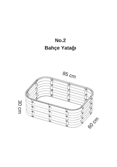 Modüler Yükseltilmiş Bahçe Yatağı Yükseltilmiş Sebze Yatağı No:2 85x60 Gri