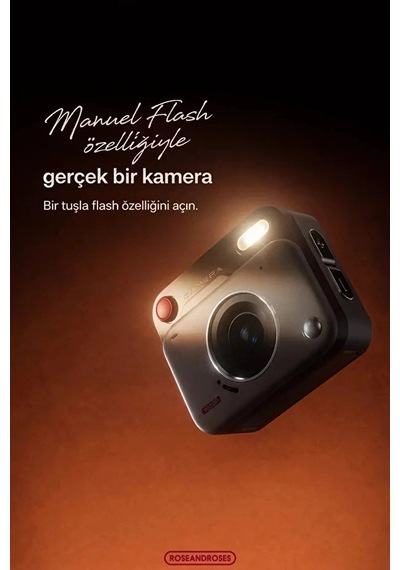 Nostaljik Tasarımı Retro Görünüm Kare Mini Foto Video Kamera 1080p Full Hd 32gb Kart li
