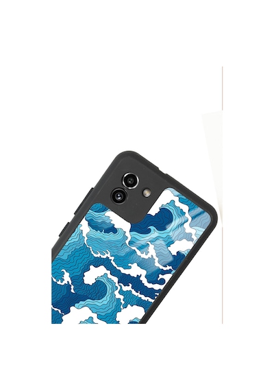 Samsung Uyumlu A-03 Mavi Dalga Tasarımlı Glossy Telefon Kılıfı Çok Renkli