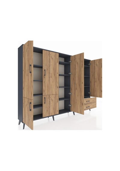 Arges Dolap 12 Raflı 2 Çekmeceli 7 Kapaklı 220x30x163 Antrasit-ça Antrasit-çam Arges Dolap 12 Raflı 2 Çekmeceli 7 Kapaklı 220x30x163 Antrasit-ça Antrasit-çam
