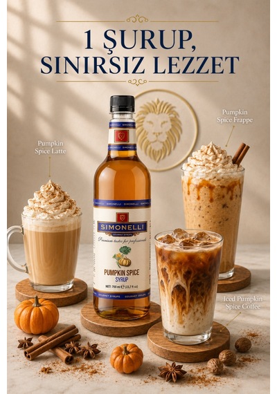 Simonelli Pumpkin Spice Bal Kabaklı Baharat Aromalı Kahve ve Kokteyl Şurubu 700 ML + Şurup Pompası - Pumpkin Spice Latte Frappe ve Sıcak Soğuk Kahve Şurubu
