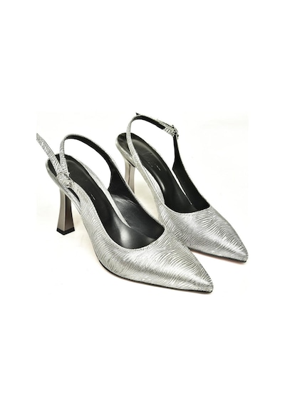 Fox Shoes U676289214 Platin Sim Kalın Topuklu Abiye Ayakkabı Platin