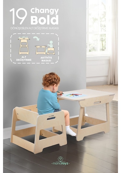 Bebek Alt Değiştirme Kulesi Baby Changing Tower Natural