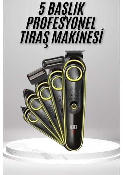 Saç Sakal Vücut Tıraş Makinesi 5in1 Kablosuz Burun Kulak Tıraş Makinesi 1.5 Saat