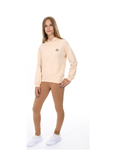 Toontoy Kids Toontoy Kız Çocuk 2'li Takım Baskılı Kapüşonlu Düşük Omuz Sweatshirt & Basic Düz Tayt Bej Toontoy Kids Toontoy Kız Çocuk 2'li Takım Baskılı Kapüşonlu Düşük Omuz Sweatshirt & Basic Düz Tayt Bej