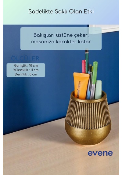Kalemlik Masa Kalemliği Organizer Kalemlik Altın Eskitme Renk Model 88 Çok Renkli
