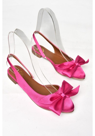 Fox Shoes S726921204 Fuşya Saten Kumaş Fiyonklu Kadın Babet Fuşya
