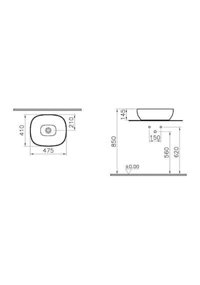 VitrA 5994B403-0016 Outline Kare Lavabo VitrA Clean 48 CM Beyaz