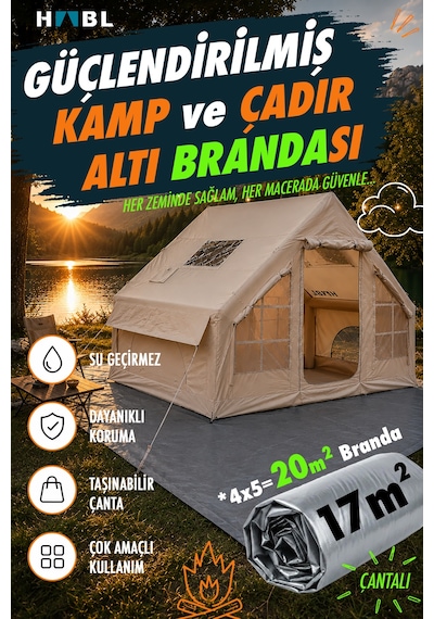 Güçlendirilmiş Su Geçirmez Kamp Ve Çadır Altı Brandası - 17m2 Çadırlar İçin 5m 4m
