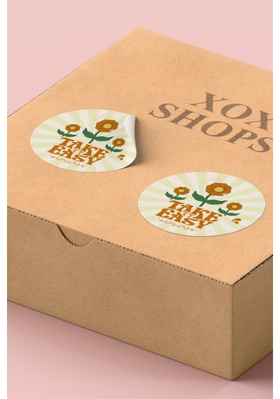 Take It Easy Çiçekli Yuvarlak Sticker Etiketi 3x3cm St2402 Çok Renkli