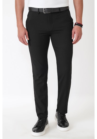 Slim Fit Yan Cep Esnek Yünlü Siyah Pantolon P 1232