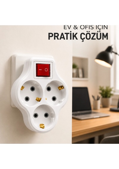 Kablosuz Priz Çoğaltıcı 3 Çıkışlı Anahtarlı Kompakt Duvar Tipi Çoklayıcı Diğer