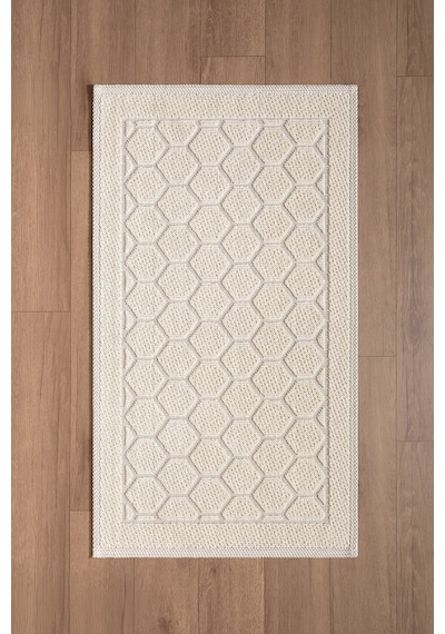 Sakura Sk015a Doğal Pamuk 2'li Banyo Paspas Seti 60x100 60x50cm Kaymaz Taban Makinada Yıkanabilir Kemik