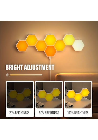 Rgb Led Akıllı Altıgen Duvar Lambası Kumandalı Gece Işığı RGB