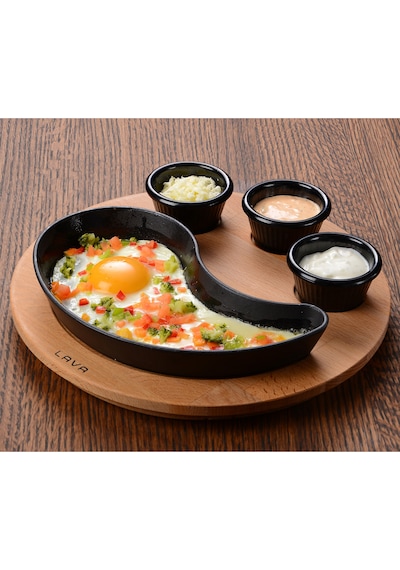 Lava Döküm Damla Formlu Yingyang Fajita Tabağı Ölçü 10x20cm.