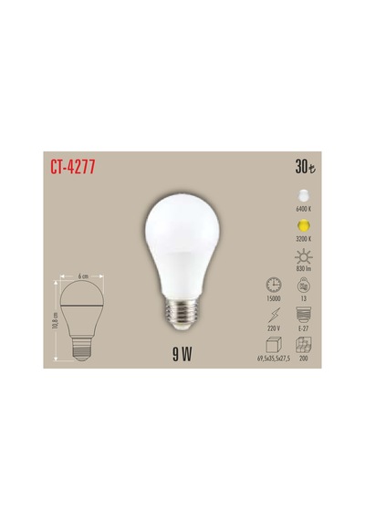 Ct-4277 9w Led Ampül Beyaz 10 Adet