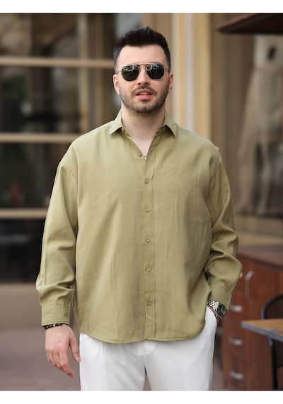 Oversize Oval Kesim Modal Gömlek Haki