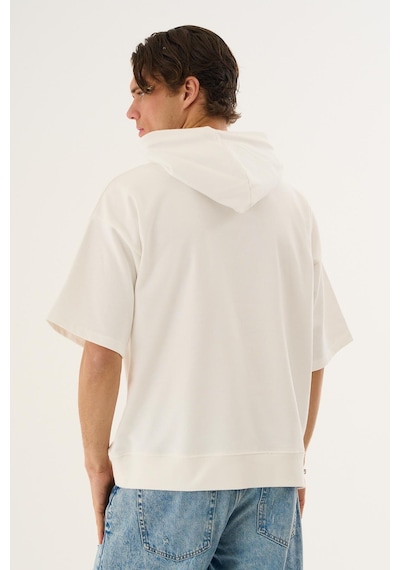 Alexander Gardi Cropped Kapüşonlu Kısa Kollu Sweatshirt Beyaz