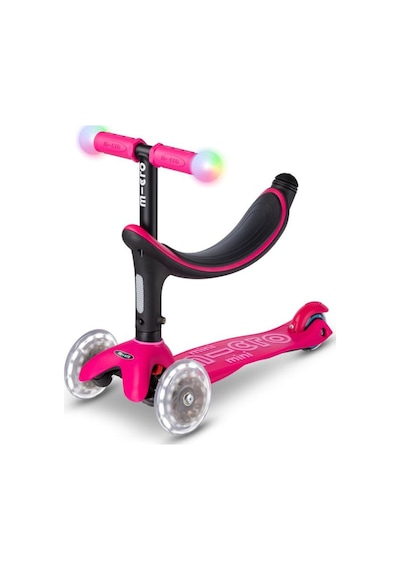 Micro Mini2grow Deluxe Magic Led 3 Tekerlekli Scooter Pink