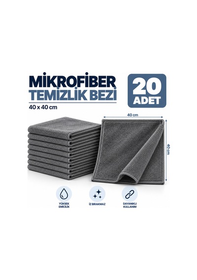 Temizlik Bezi Mikrofiber 40 40 Gri 20 Adet - 920958730 Diğer