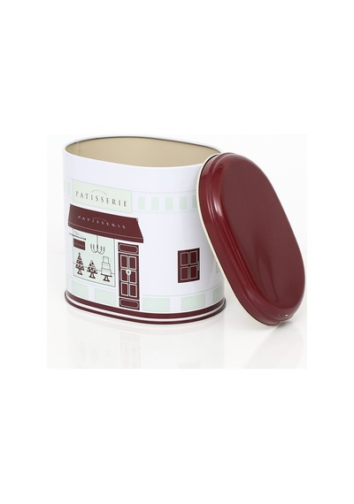 Patisserie Home Desenli Oval Metal Saklama Kabı 14 x 12 x 13 CM 1.4 L