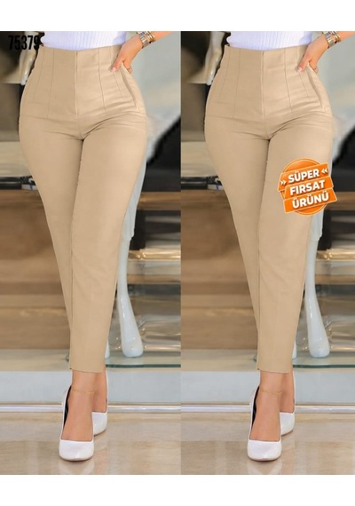 Alyn Wear Kadın Üste Oturan Paçası Bilek Üzerinde Biten Krep Kumaş Pantolon 36 S - 50 5xl Krem