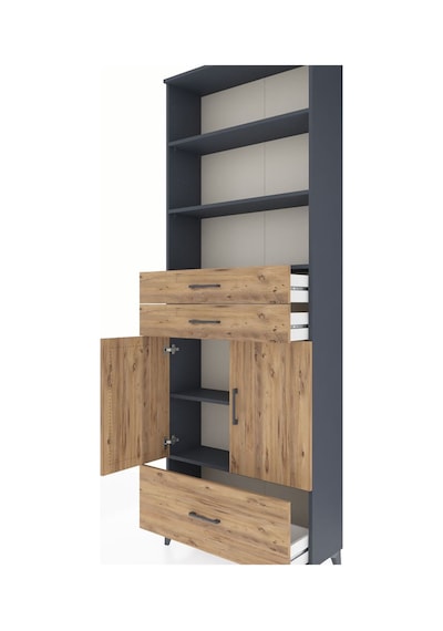 Arges Dolap 5 Raflı 3 Çekmeceli 2 Kapaklı 88x30x243 Antrasit-çam Antrasit