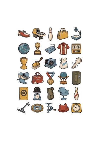 30 Adet Retro Bovling Ligi Sticker Seti - Laptop, Kılıf Ve Defter İçin Çok Renkli