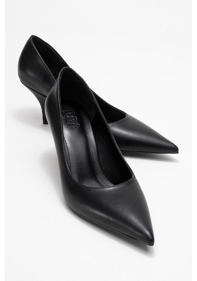 Luvishoes Luvi Shoes Marcus Siyah Cilt Kadın Topuklu Ayakkabı Siyah Cilt