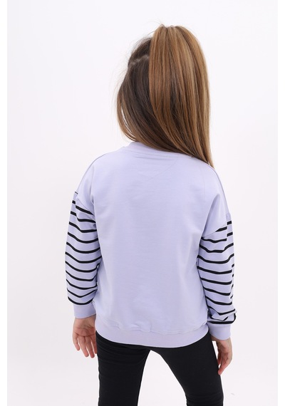 Toontoy Kız Çocuk Baskılı Sweatshirt Koyu Mavi