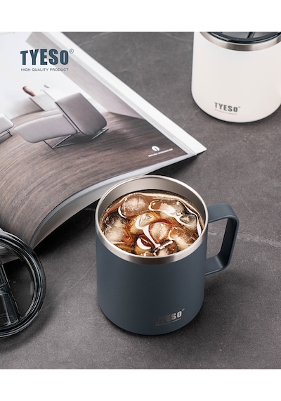 Tyeso Silviya Mug Vakumlu Paslanmaz Çift Duvarlı Termal Kapaklı 400ml Antrasit