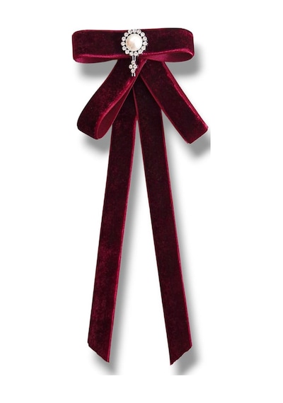 Bordo Kadife Yaka Broşu Bordo