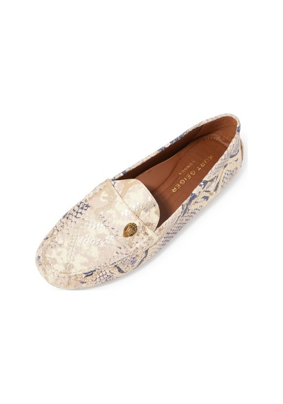 Kurt Geiger Yılan Desenli Eagle Loafer Ayakkabılar Altın