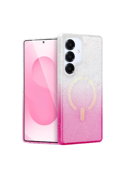 Samsung Galaxy Uyumlu , S25 Plus Pummel Shiny Magsafe Kapak - Pembe