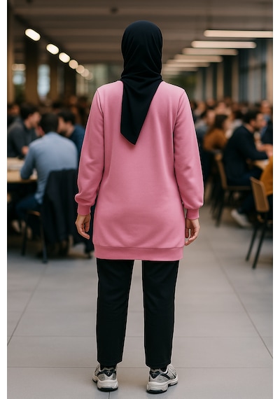 Trendhazan 2 İplik İnce Mevsimlik Uzun Tunik Pembe