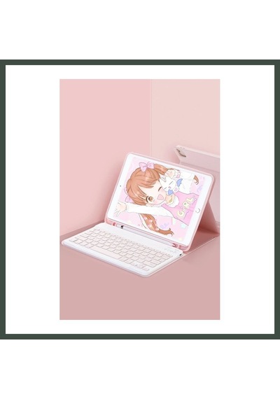 Bezos Samsung Galaxy X730 Tab S11 Kılıf Kc01 Smart Klavyeli Tablet Kılıfı - Pembe Nhr