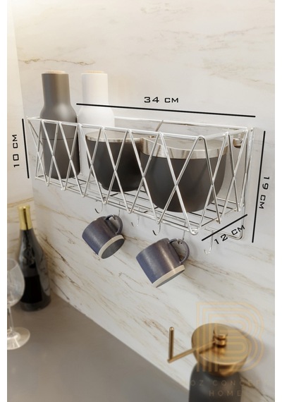 Mutfak Rafı Lüks Modern Gümüş Metal Baharatlık Rafı Organizer Düzenleyici Gümüş