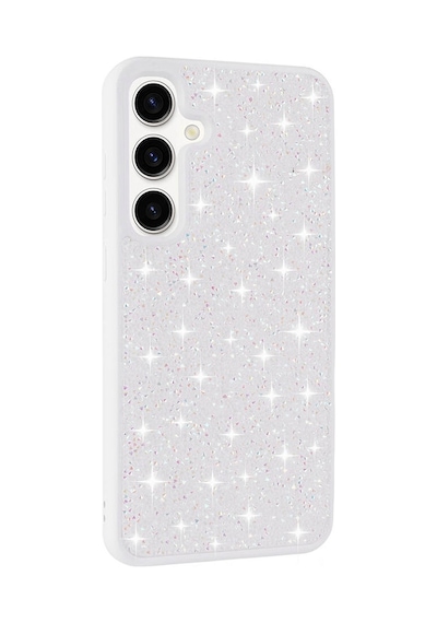 Galaxy S24 Plus Uyumlu Parlak Taşlı Tasarım Pırlanta Zore Kılıf-beyaz Beyaz