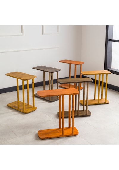 Furnirem Masif Çam Ahşap Modern C Sehpa Koltuk Yanı Yan Sehpa 49x24x55 Cm Meşe