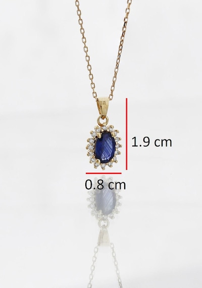 Klasik Pırlanta Anturaj Oval Safir Kolye Rose Gold