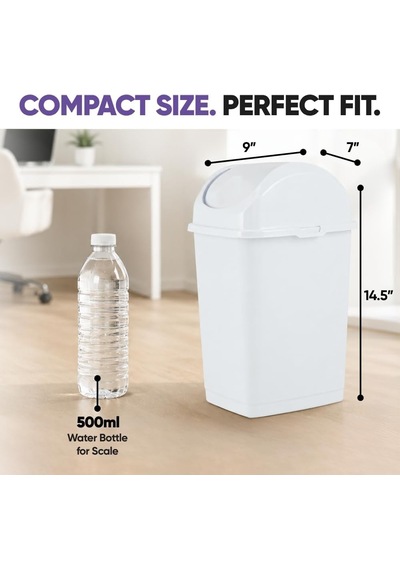 2,6 Litre Küçük Slim Trash Can Beyaz