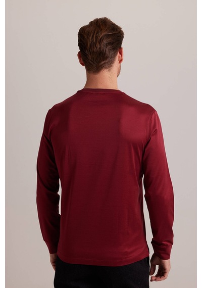 Ysf Erkek Bordo Bisiklet Yaka Pamuklu Sweatshirt