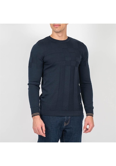 Erkek Triko Örgü Desenli Slim Fit Kazak Ncs Jeans 3638-Lacivert