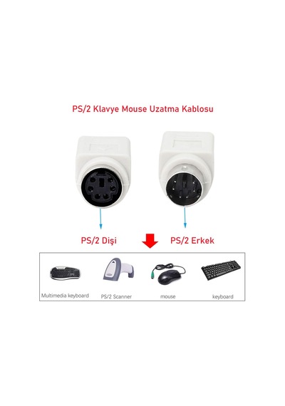 Eski Tip Ps/2 Klavye Mouse Dişi Erkek Uzatma Kablosu 6 Pinli Ps2 Kablo 5m