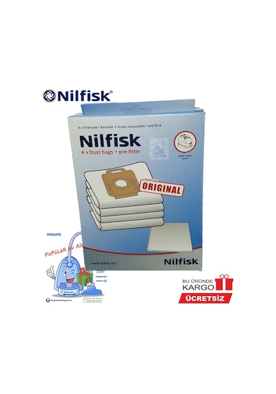 Nilfisk Power Allergy Toz Torbası (4 Adet)+ Mikro Filtre (427571342)